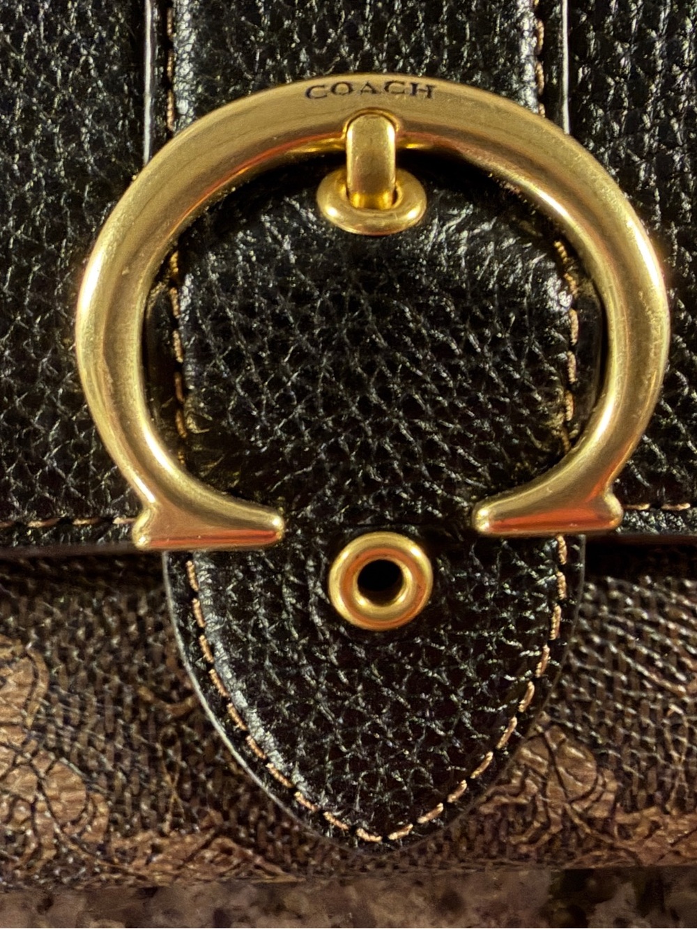 Coach Horse & Carriage Print Turnlock Wallet Brown Black Leather 8x4 - Picture 2 of 6